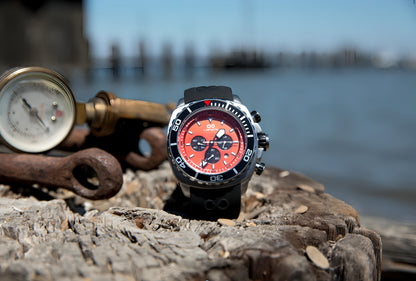 300M WR Saturation Diving 48MM Red Stainless Steel Chronograph Watch By Lapizta Izurus