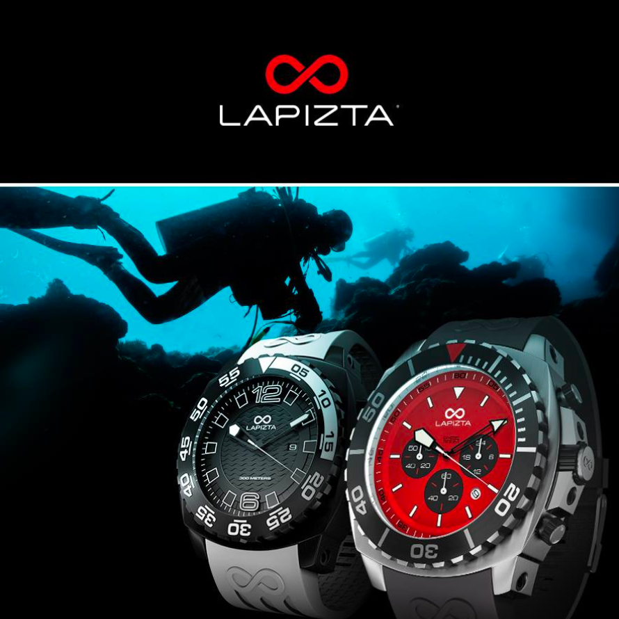 300M WR Saturation Diving 48MM Red Stainless Steel Chronograph Watch By Lapizta Izurus