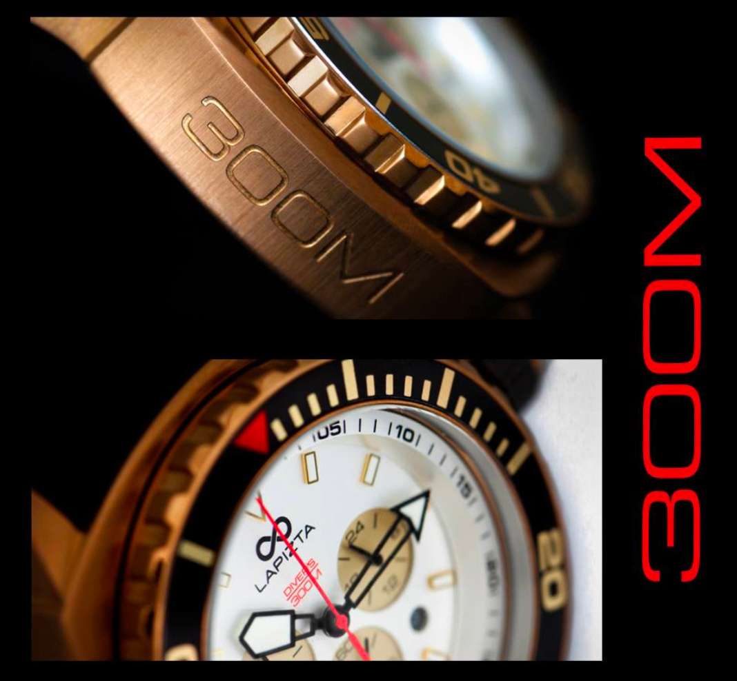 300M WR Luxury Design With Deep-Dive Performance 48MM Gold Chronograph Watch By Lapizta Izurus