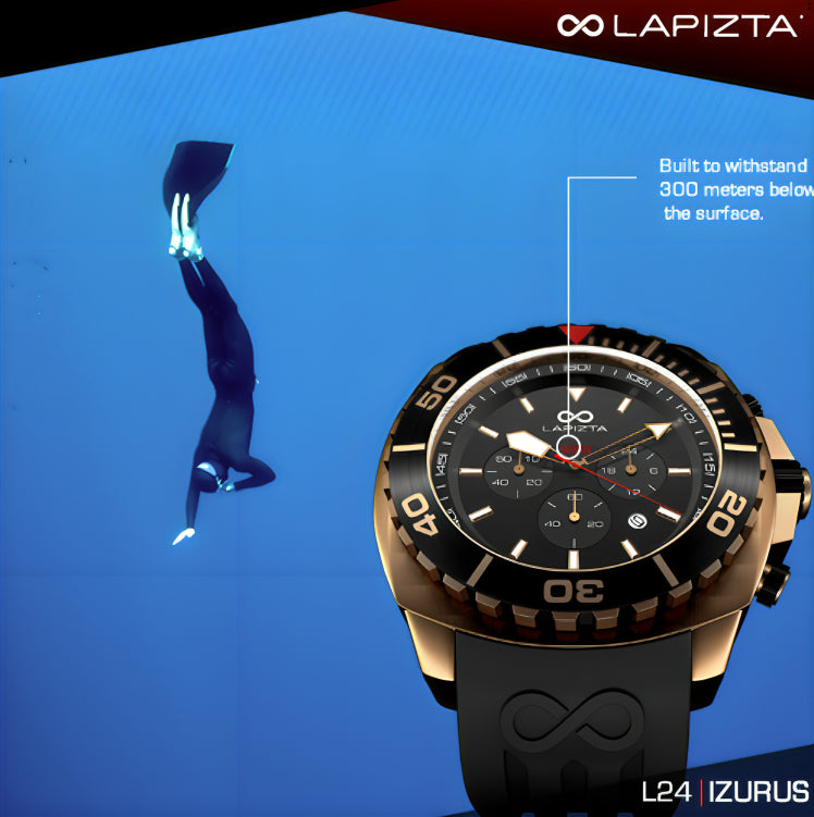 300M WR Stylish & Water Resistant 48MM Black Chronograph Watch By Lapizta Izurus