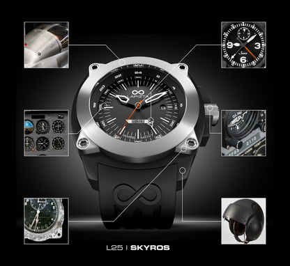 100M WR Ideal for Sports & Adventure 48MM Swiss Movement Pilots Watch By Lapizta Skyros