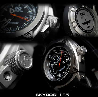 100M WR Adventurous Steel Bezel 48MM Swiss Movement Pilots Watch By Lapizta Skyros