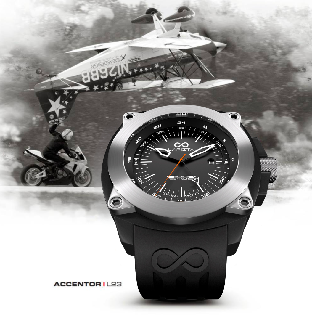 100M WR Ideal for Sports & Adventure 48MM Swiss Movement Pilots Watch By Lapizta Skyros