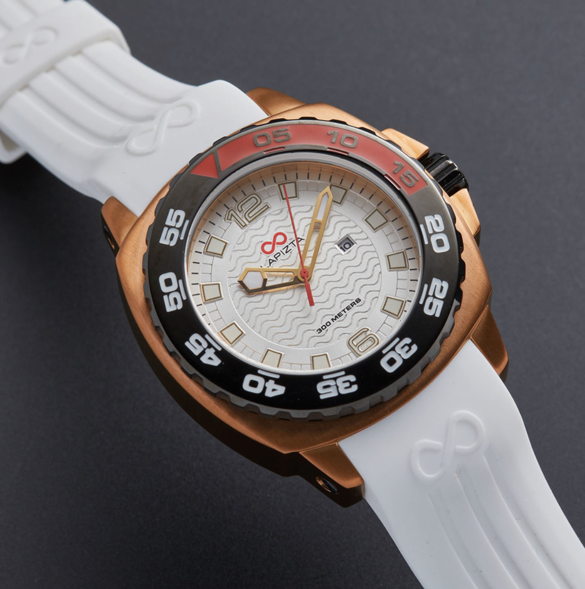 300M WR Gold and White 43MM Waterproof Watch By Lapizta Audax