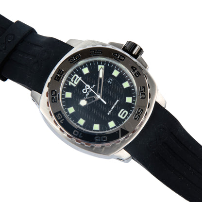 Lapizta Audax 43/48MM 300M WR Black Dive Watch with Rubber Strap in Steel