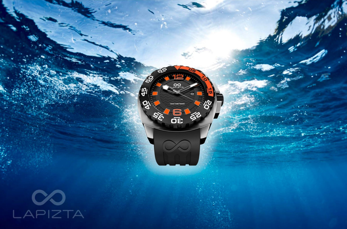 300M Water Resistant Watch With 48MM for Extreme Depths In Orange By Lapizta Audax