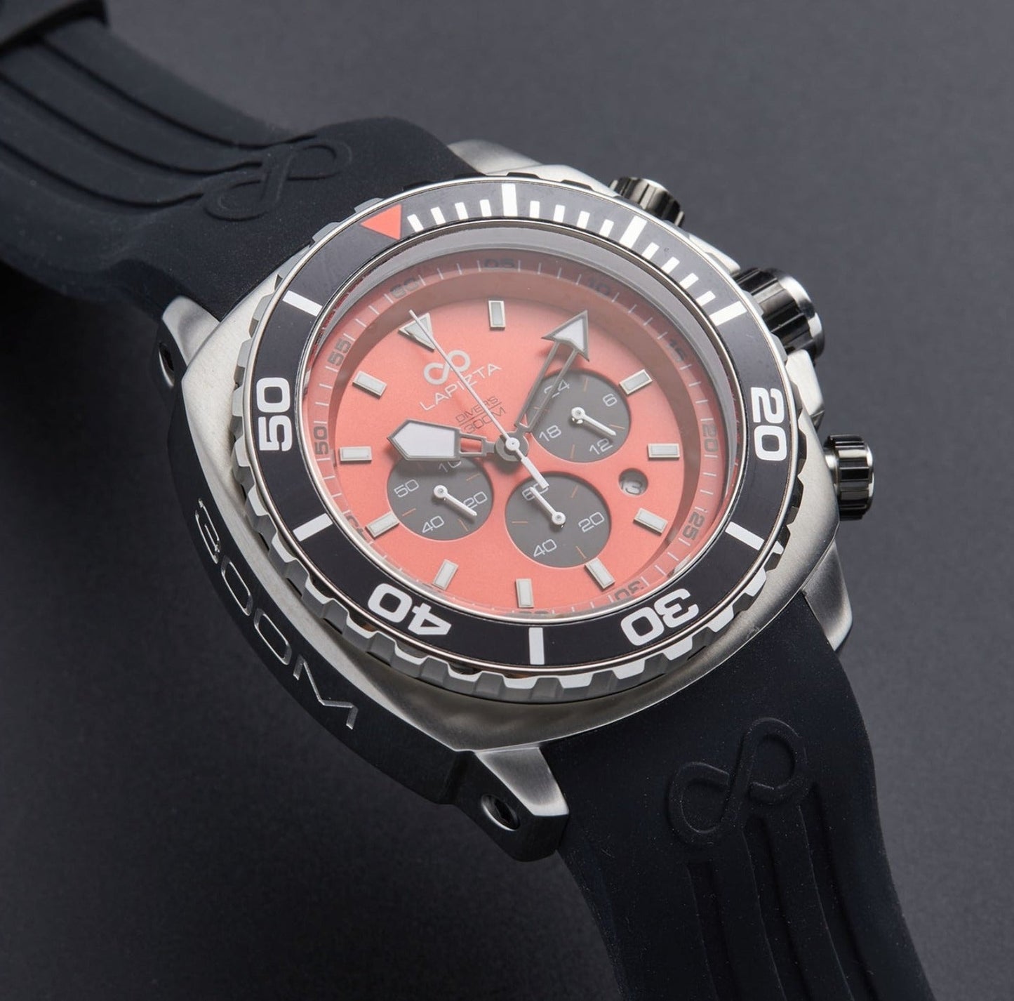 300M WR Saturation Diving 48MM Red Stainless Steel Chronograph Watch By Lapizta Izurus