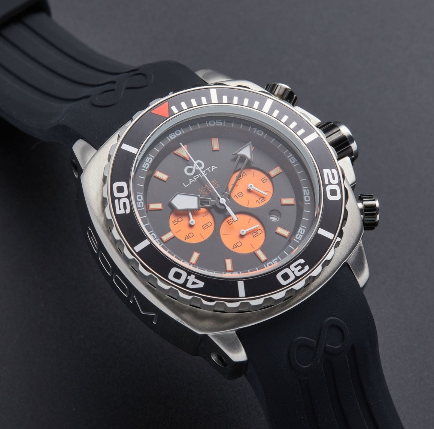 300M WR Extreme Underwater Expeditions 48MM Orange Big Dial Chronograph Watch By Lapizta Izurus