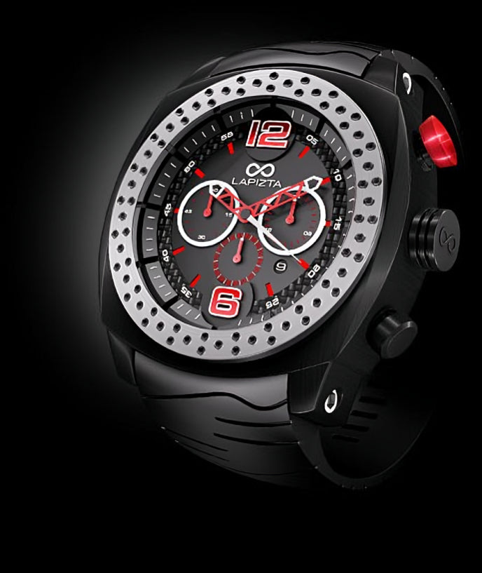 100M WR Racing 48MM Red Chronograph Watch By Lapizta Accentor