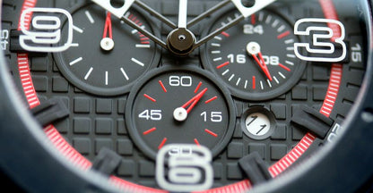 100M WR Precision Timing & Leather Strap 48MM Bulky Black Chronograph Watch By Lapizta Oryx